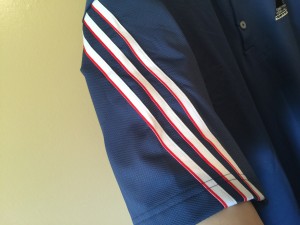 detail of sleeve adidas climacool 3 stripe polo