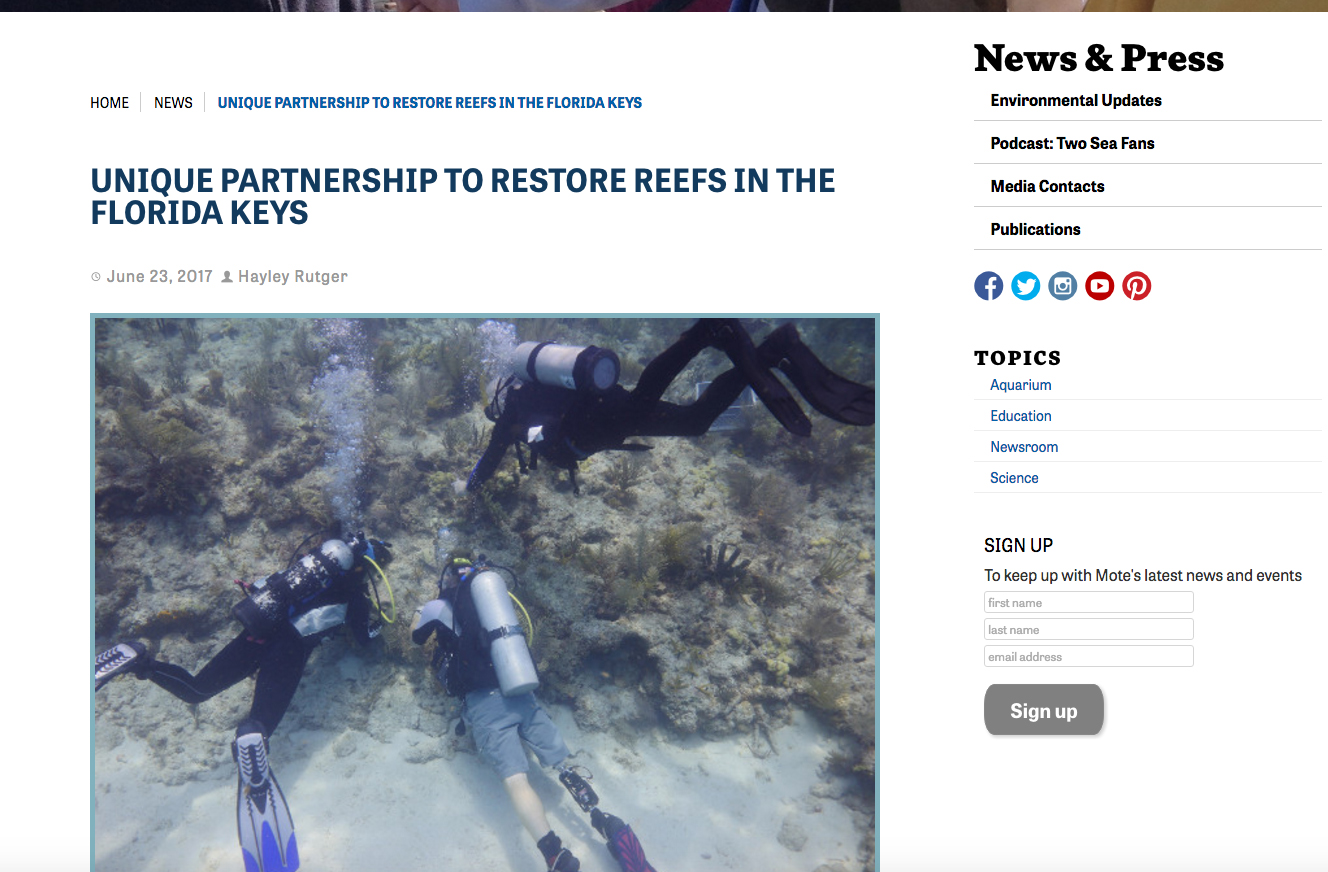 Unique Partnership to Restore Reefs in the Florida Keys